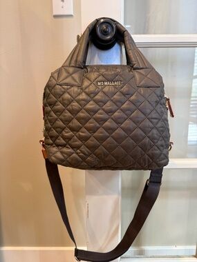MZ Wallace Quilted Gray Tote with Top Handles